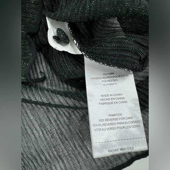 NWT Almost Famous Sheer Button Down Metallic Stripe Shirt Medium - Picture 7 of 8